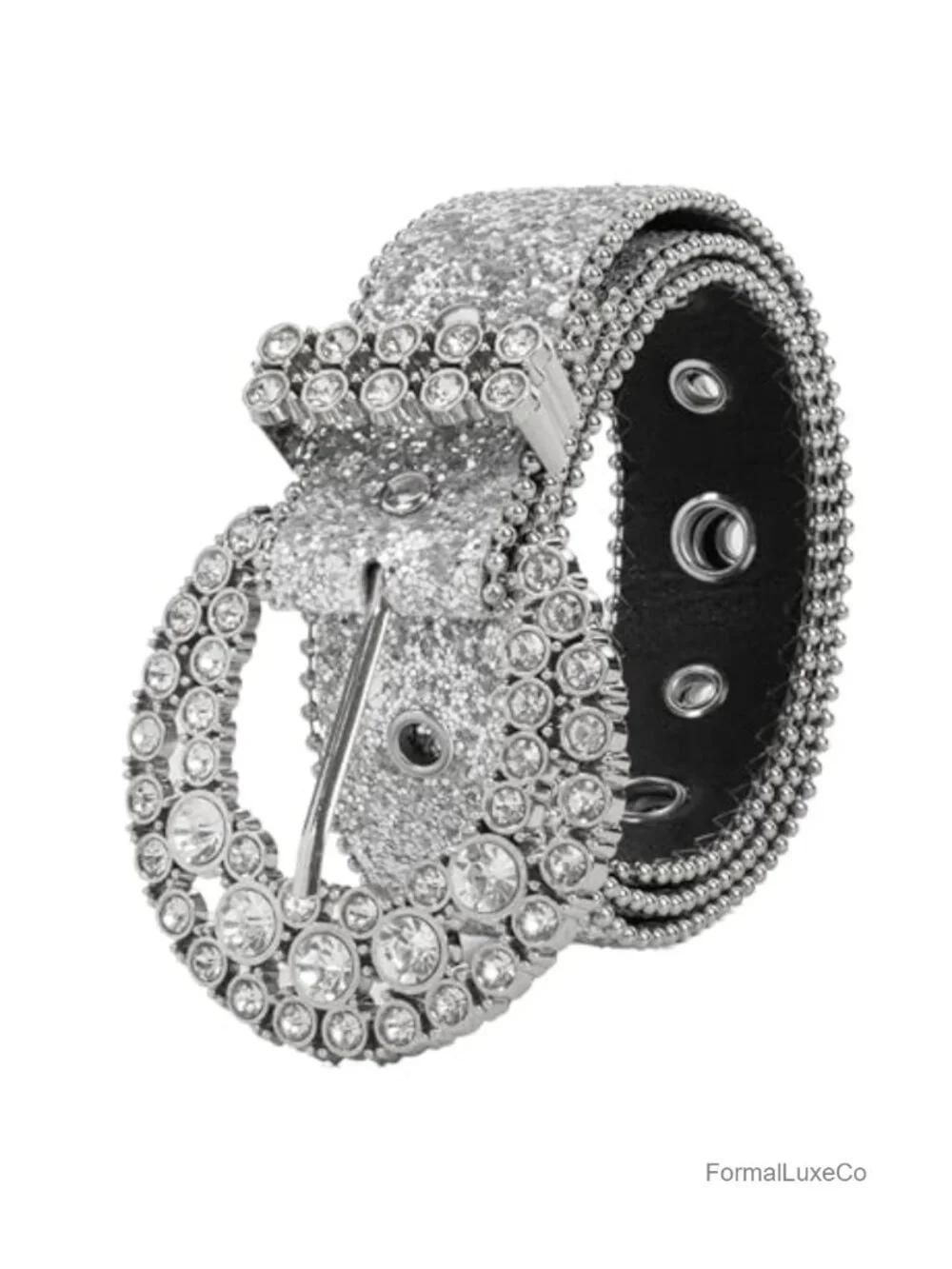 Rhinestone Western Belt - Bling Cowboy Belt - Sparkly Diamond Buckle PU Leather